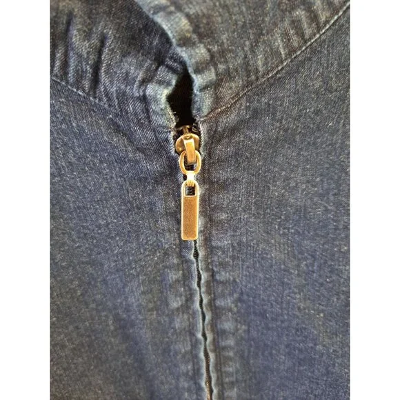 Eileen Fisher Womens Full Zip Blue Denim Jean Jacket Size M Cotton Blend - Picture 5 of 10